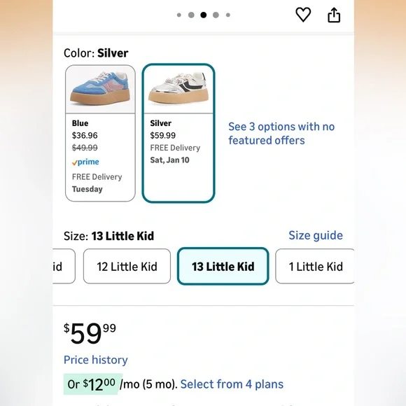 Steve Madden Kids Sneakers with Silver and White Accents - Picture 8 of 9
